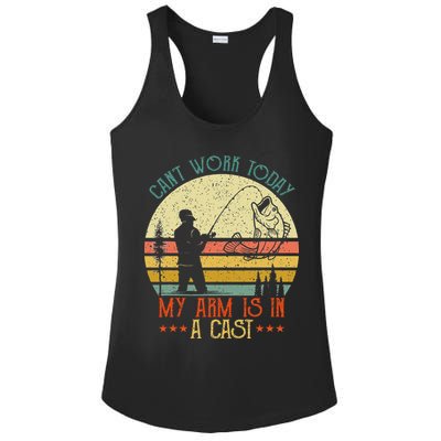 Vintage Funny Fishing Can't Work Today My Arm Is In A Cast Ladies PosiCharge Competitor Racerback Tank
