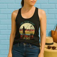 Vintage Funny Fishing Can't Work Today My Arm Is In A Cast Womens Tank Top