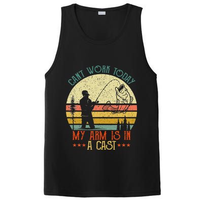 Vintage Funny Fishing Can't Work Today My Arm Is In A Cast PosiCharge Competitor Tank