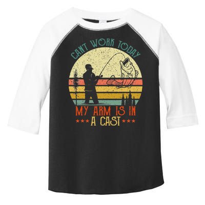 Vintage Funny Fishing Can't Work Today My Arm Is In A Cast Toddler Fine Jersey T-Shirt