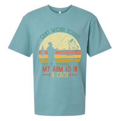 Vintage Funny Fishing Can't Work Today My Arm Is In A Cast Sueded Cloud Jersey T-Shirt