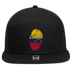 Venezuela Flag Fingerprint Great Gift 7 Panel Mesh Trucker Snapback Hat