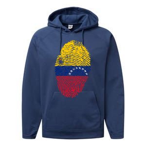 Venezuela Flag Fingerprint Great Gift Performance Fleece Hoodie