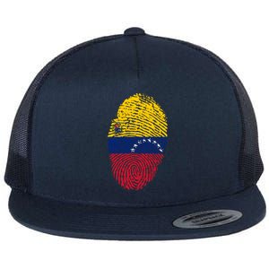 Venezuela Flag Fingerprint Great Gift Flat Bill Trucker Hat