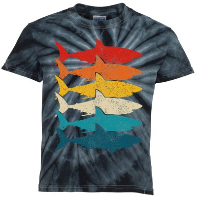 Vintage Fish Fishing Great White Shark Kids Tie-Dye T-Shirt