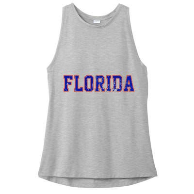 Vintage Florida Florida Orange Blue Ladies PosiCharge Tri-Blend Wicking Tank