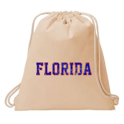 Vintage Florida Florida Orange Blue Drawstring Bag