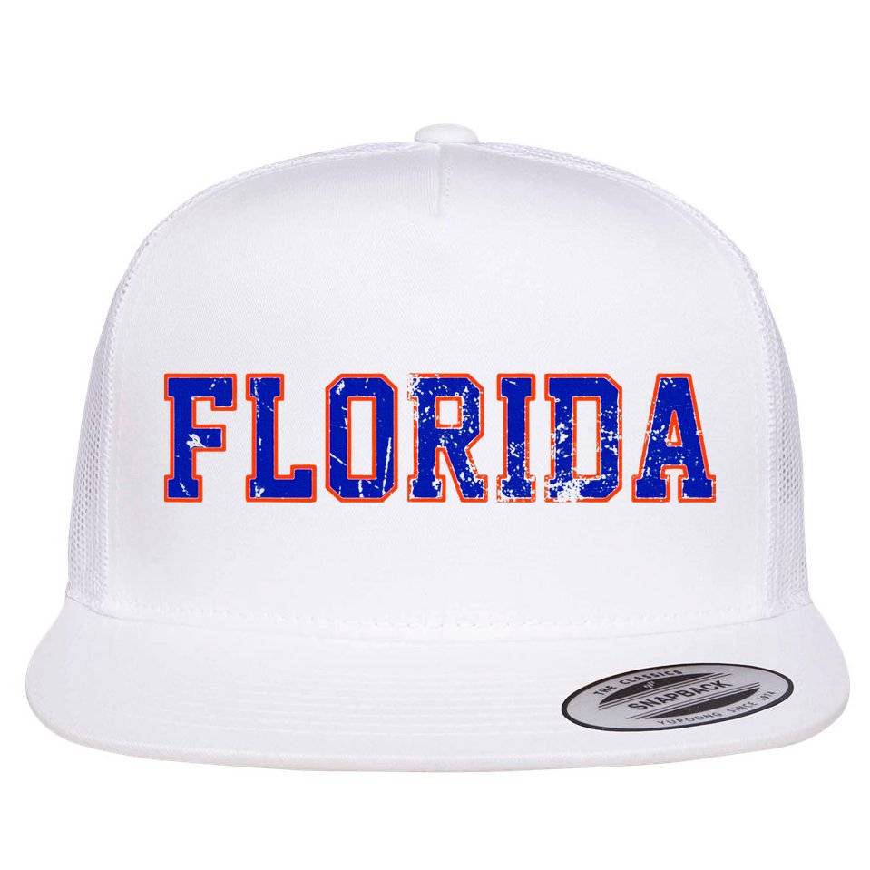 Vintage Florida Florida Orange Blue Flat Bill Trucker Hat
