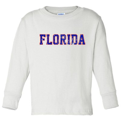 Vintage Florida Florida Orange Blue Toddler Long Sleeve Shirt