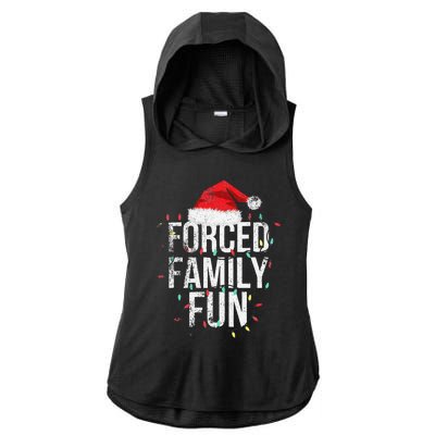 Vintage Forced Family Fun Sarcastic Christmas Xmas Ladies PosiCharge Tri-Blend Wicking Draft Hoodie Tank