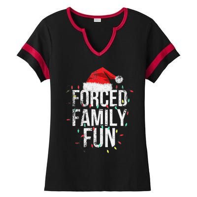 Vintage Forced Family Fun Sarcastic Christmas Xmas Ladies Halftime Notch Neck Tee