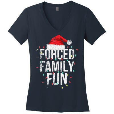 Vintage Forced Family Fun Sarcastic Christmas Xmas Women's V-Neck T-Shirt