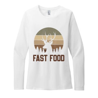 Vintage Fast Food Hunter Deer Hunting Womens CVC Long Sleeve Shirt