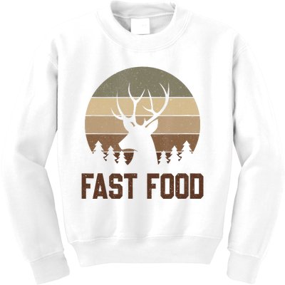 Vintage Fast Food Hunter Deer Hunting Kids Sweatshirt