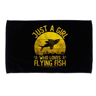 Vintage Flying Fish Just A Who Loves Flying Fish Gift Microfiber Hand Towel