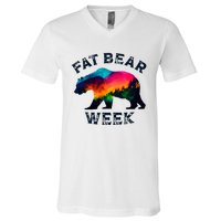 Vintage Funny Fat Bear Week V-Neck T-Shirt