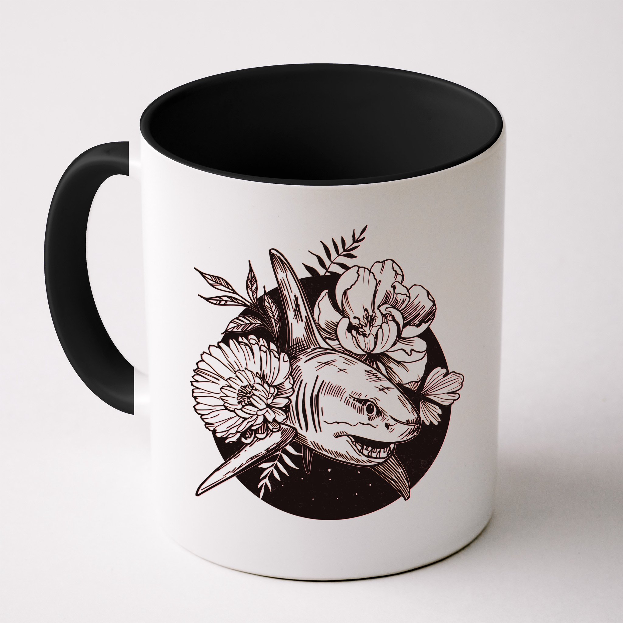 Vintage Flower Floral Shark Mug