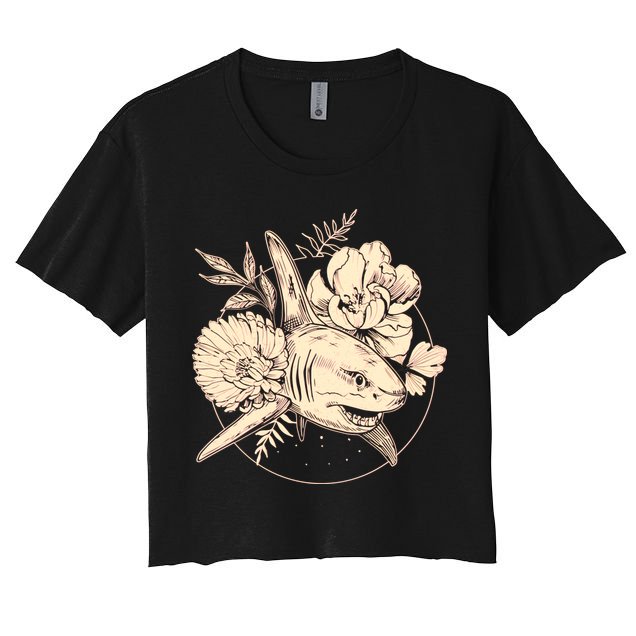 Vintage Flower Floral Shark Crop Top