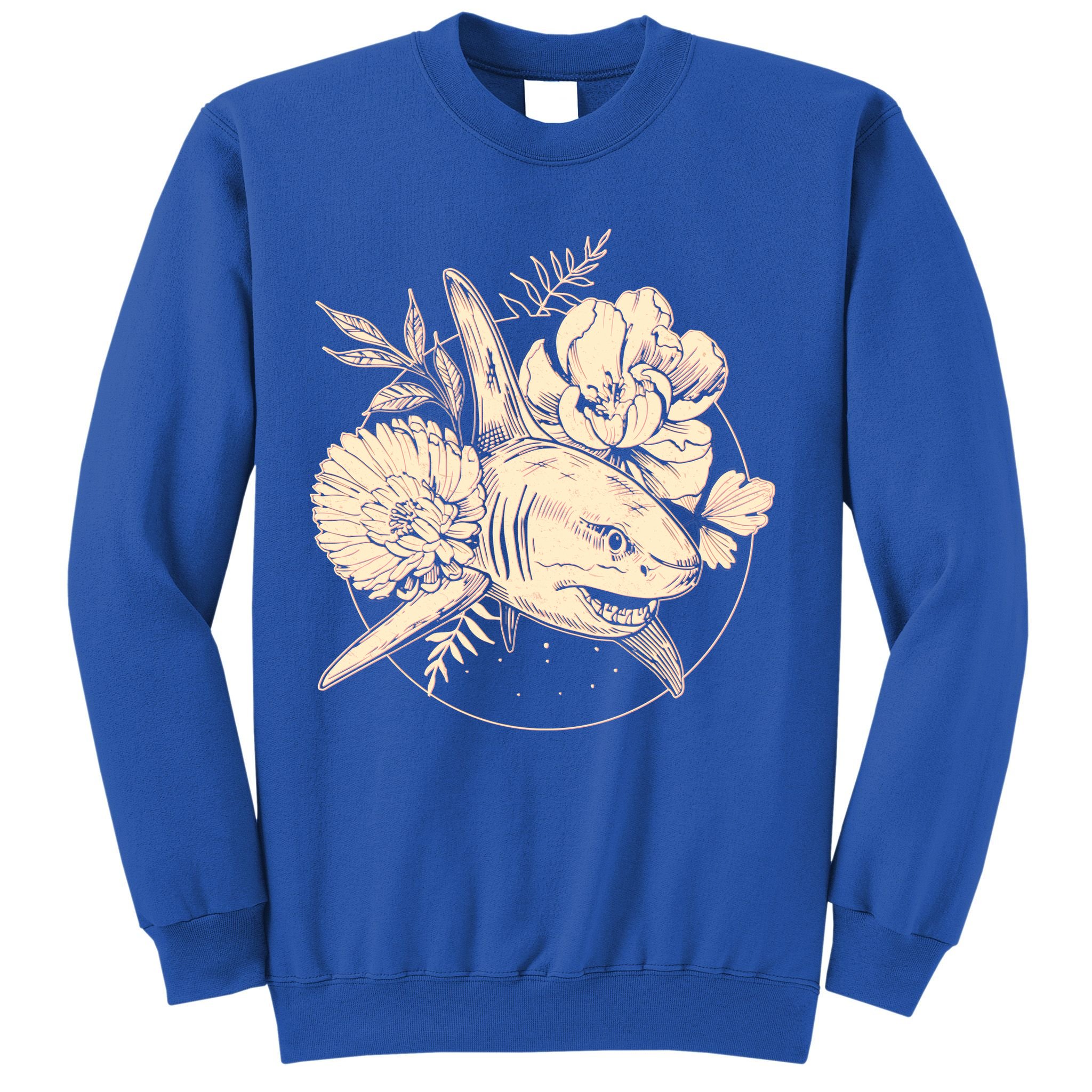 Vintage Flower Floral Shark Sweatshirt