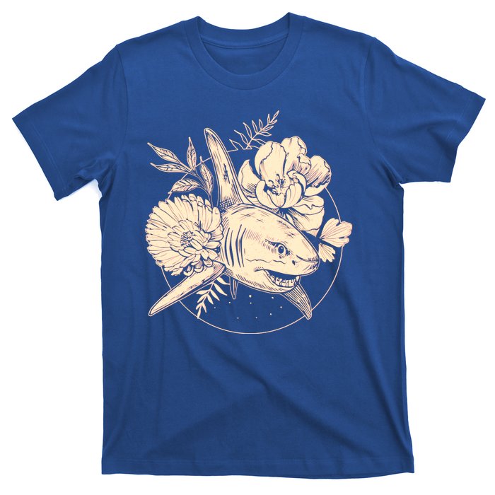 Vintage Flower Floral Shark T-Shirt