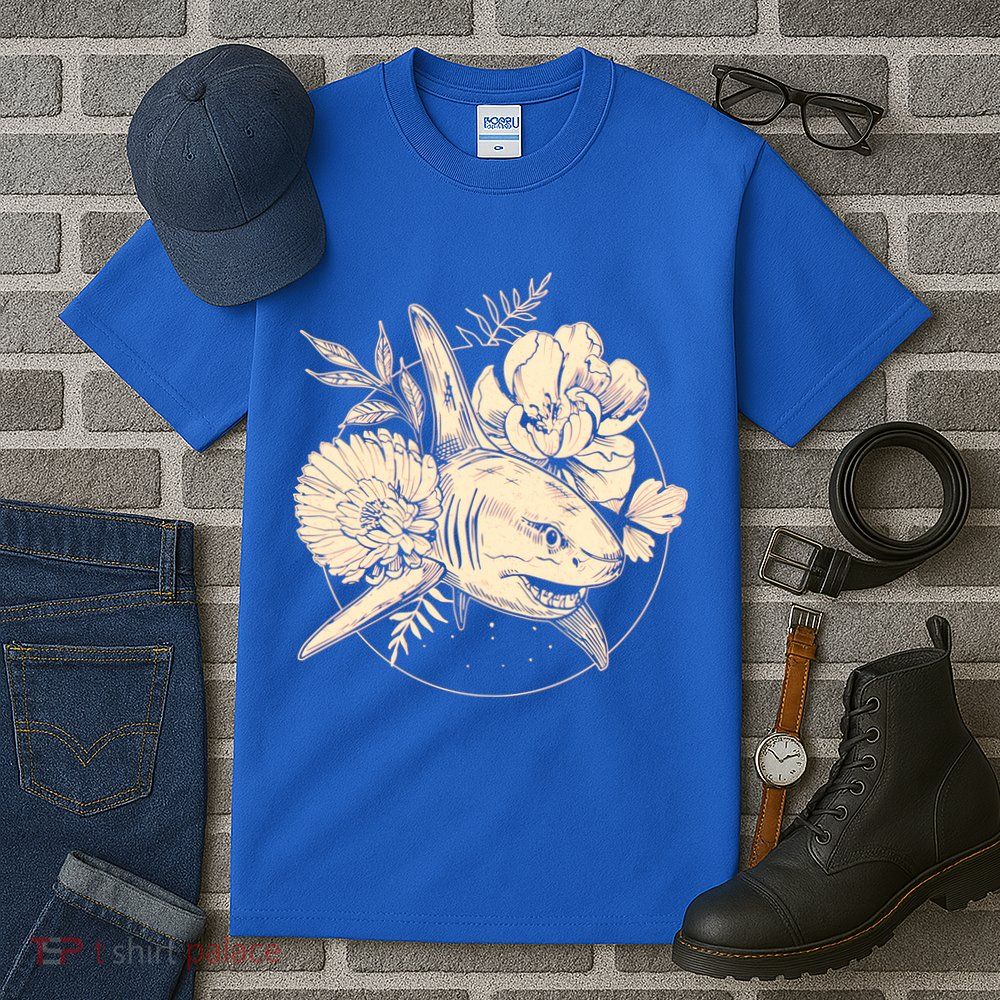 Vintage Flower Floral Shark Tall T-Shirt