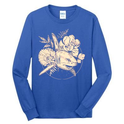 Vintage Flower Floral Shark Tall Long Sleeve T-Shirt