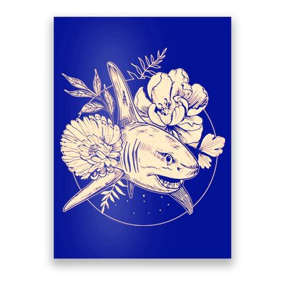 Vintage Flower Floral Shark Poster