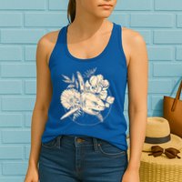 Vintage Flower Floral Shark Womens Tank Top