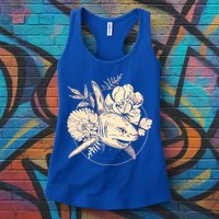 Vintage Flower Floral Shark Womens Tank Top