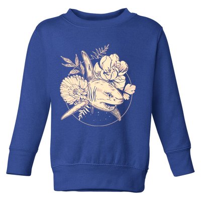 Vintage Flower Floral Shark Toddler Sweatshirt