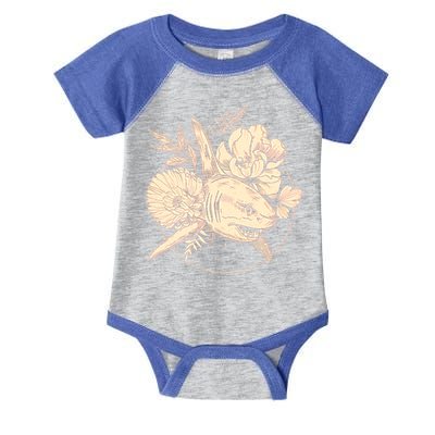 Vintage Flower Floral Shark Infant Baby Jersey Bodysuit
