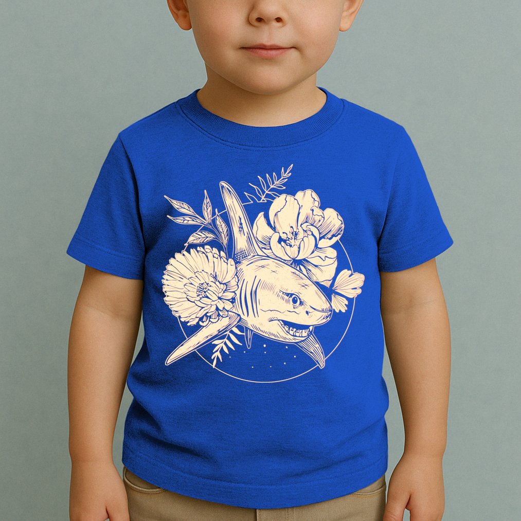 Vintage Flower Floral Shark Toddler T-Shirt