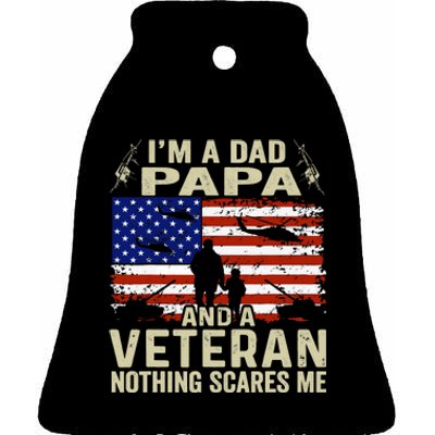 Veterans For Fathers Day IM A Dad Papa Veteran Ceramic Bell Ornament