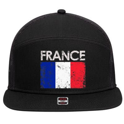 Vintage France French Flag Pride Gift 7 Panel Mesh Trucker Snapback Hat