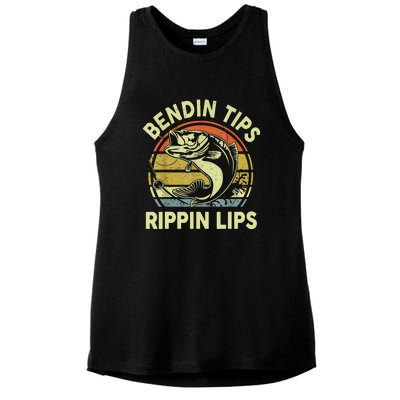 Vintage Fishing Funny Bending Tips Rippin Lips Bass Dad Gift Ladies PosiCharge Tri-Blend Wicking Tank