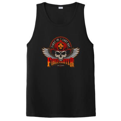 Vintage Firefighter Fire Skull Helmet Halloween Gift PosiCharge Competitor Tank