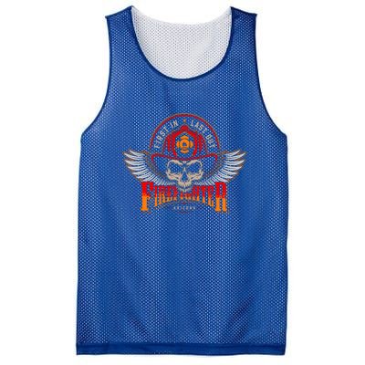 Vintage Firefighter Fire Skull Helmet Halloween Gift Mesh Reversible Basketball Jersey Tank