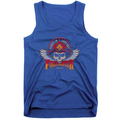 Vintage Firefighter Fire Skull Helmet Halloween Gift Tank Top