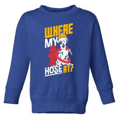 Volunteer Firefighter Firefighting Fire Where My Hose At Gift Toddler Sweatshirt