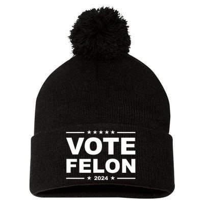 Vote Felon Funny Trump 2024 Convicted Felon Pom Pom 12in Knit Beanie