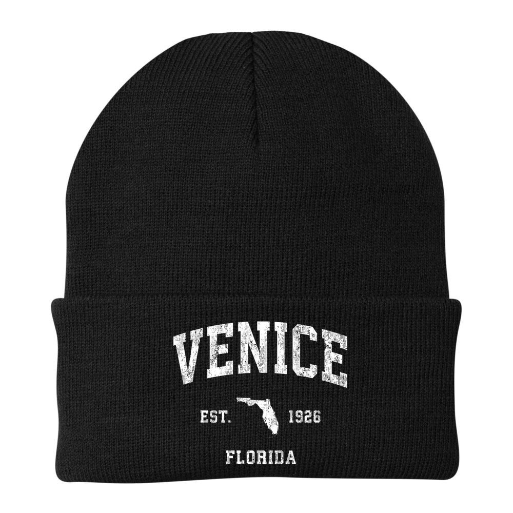 Venice Florida Fl Vintage Established Athletic Sports Design Beanie