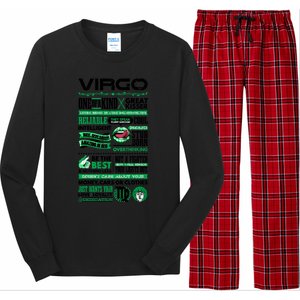 Virgo Facts Funny Zodiac Sign Graphic Great Gift Long Sleeve Pajama Set