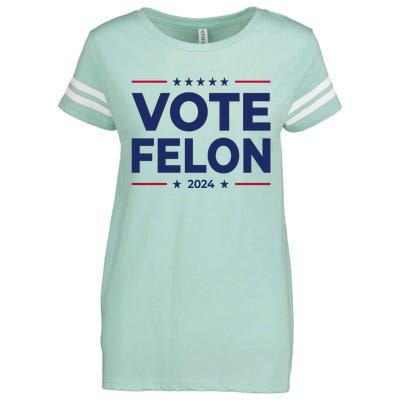 Vote Felon Funny Trump 2024 Convicted Felon Enza Ladies Jersey Football T-Shirt