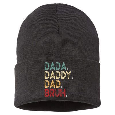 Vintage Funny Father Dada Daddy Dad Bruh Sustainable Knit Beanie