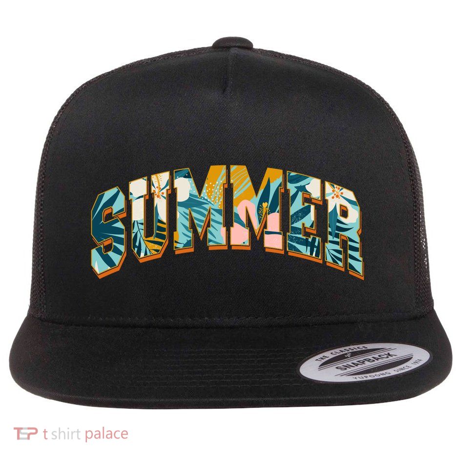 Vintage Floral Flower Pattern Summer Flatbill Hat
