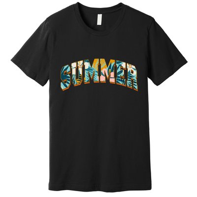 Vintage Floral Flower Pattern Summer Premium T-Shirt
