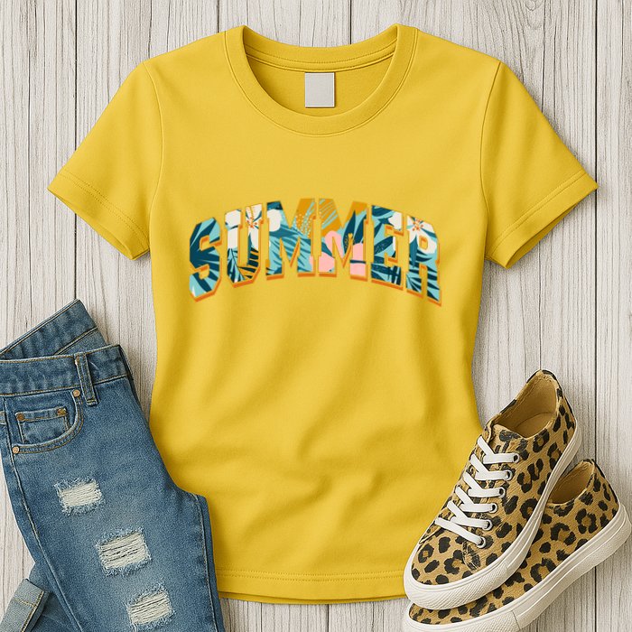 Vintage Floral Flower Pattern Summer Womens T-Shirt
