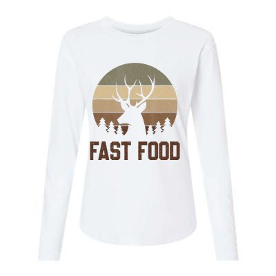 Vintage Fast Food Hunter Deer Hunting Womens Cotton Relaxed Long Sleeve T-Shirt