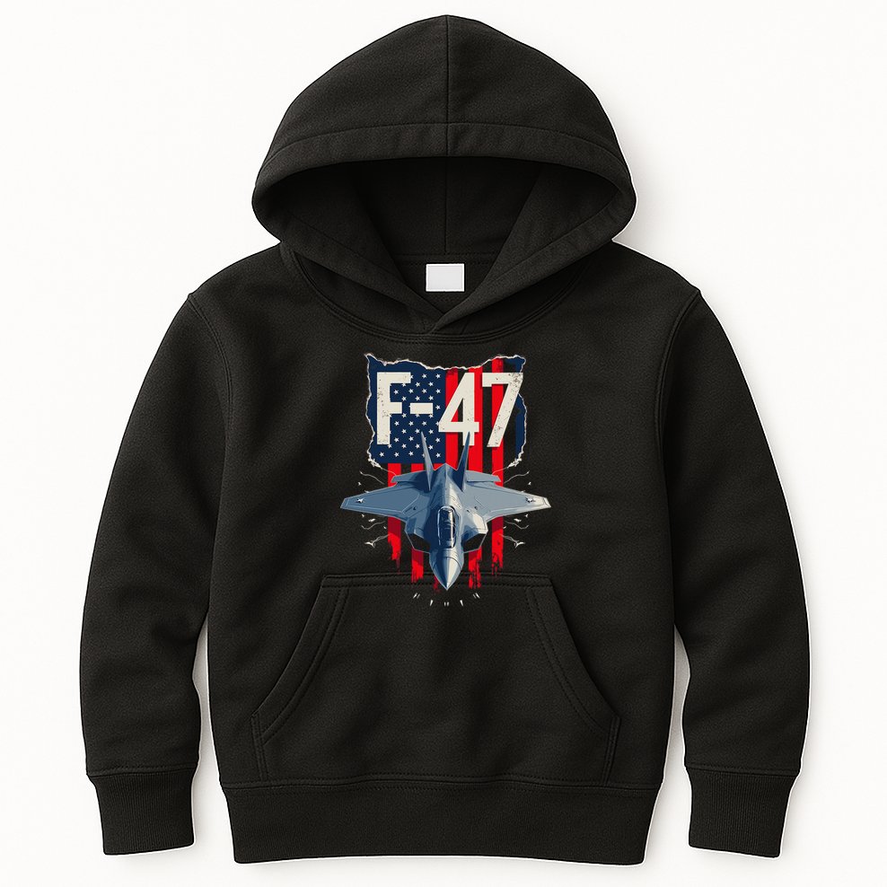 Vintage F47 Fighter Jet Trump F 47 Jet Fighter Aircraft Usa Kids Hoodie
