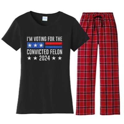 Voting For Felon 2024 Bold Election Statement Women's Flannel Pajama Set